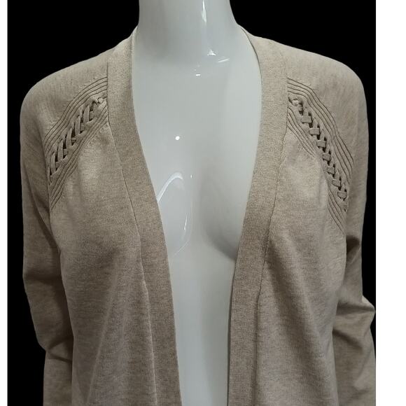 NWT 89TH & MADISON Oatmeal Heather Open Front Cardigan Size MEDIUM - Picture 3 of 4